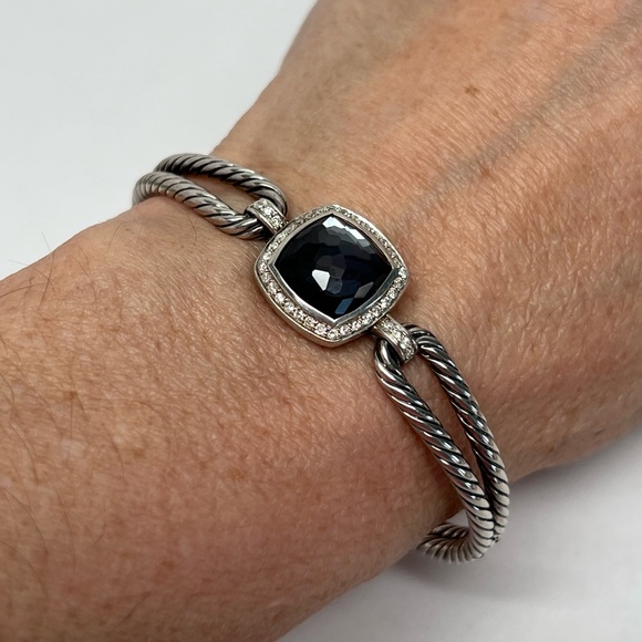 David Yurman Black Orchid Diamond Albion Double Cable Bracelet .925 - Picture 9 of 9